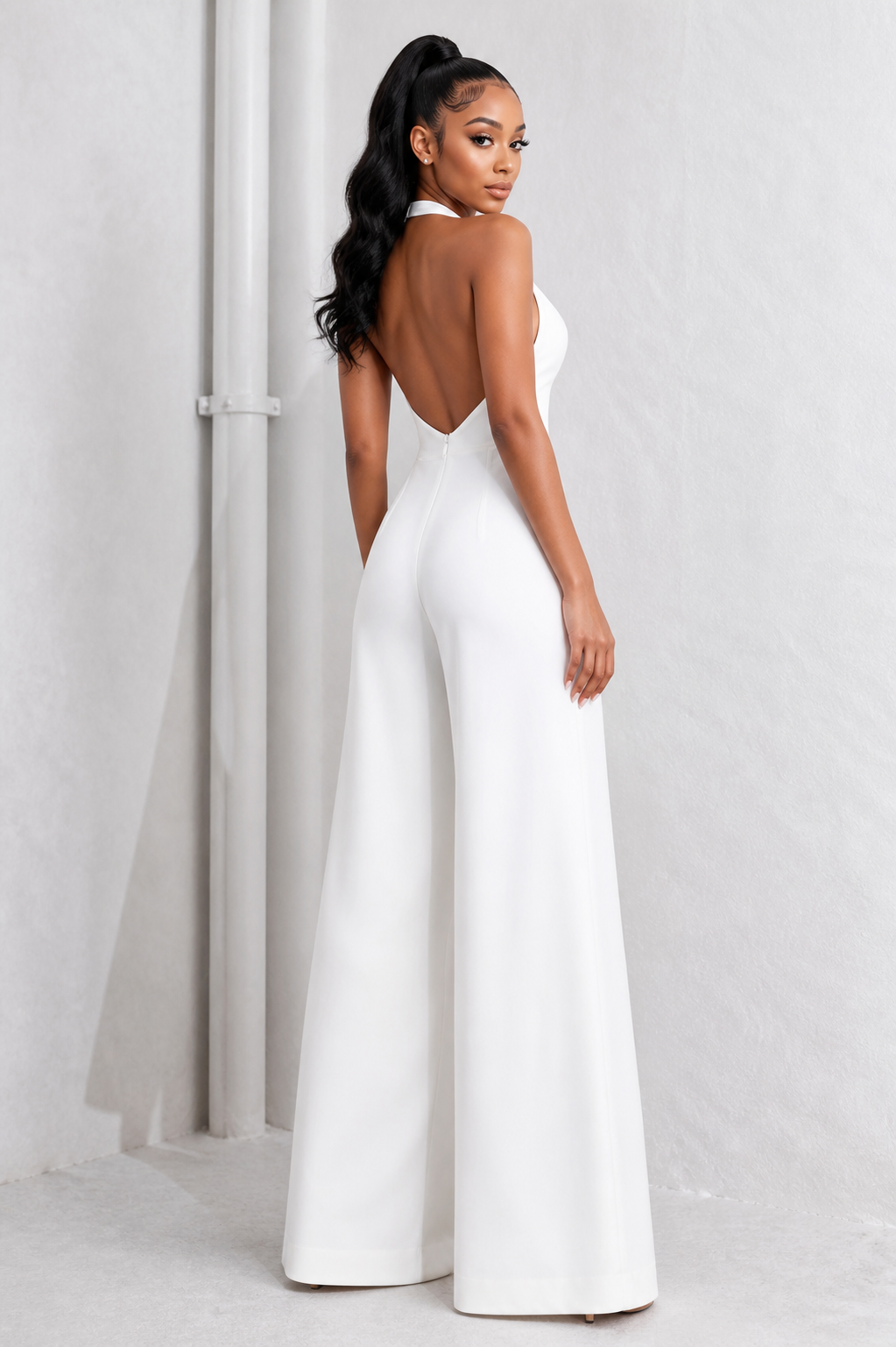 Ivory Allure Backless Jumpsuit